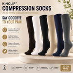 Kinclip™ Compression Socks (2 Pairs) — 20-30 mmHg Graduated Support