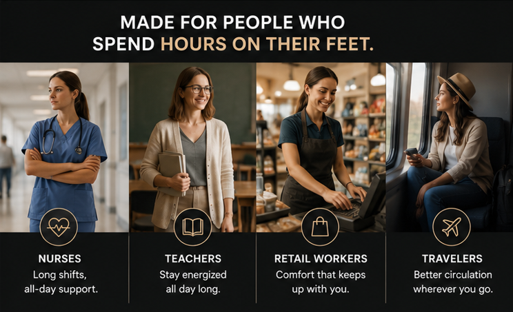 Made for nurses, teachers, retail workers and travelers